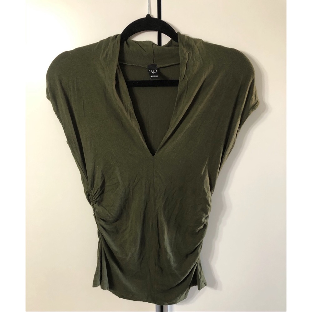 Deep V cut short sleeve shirt